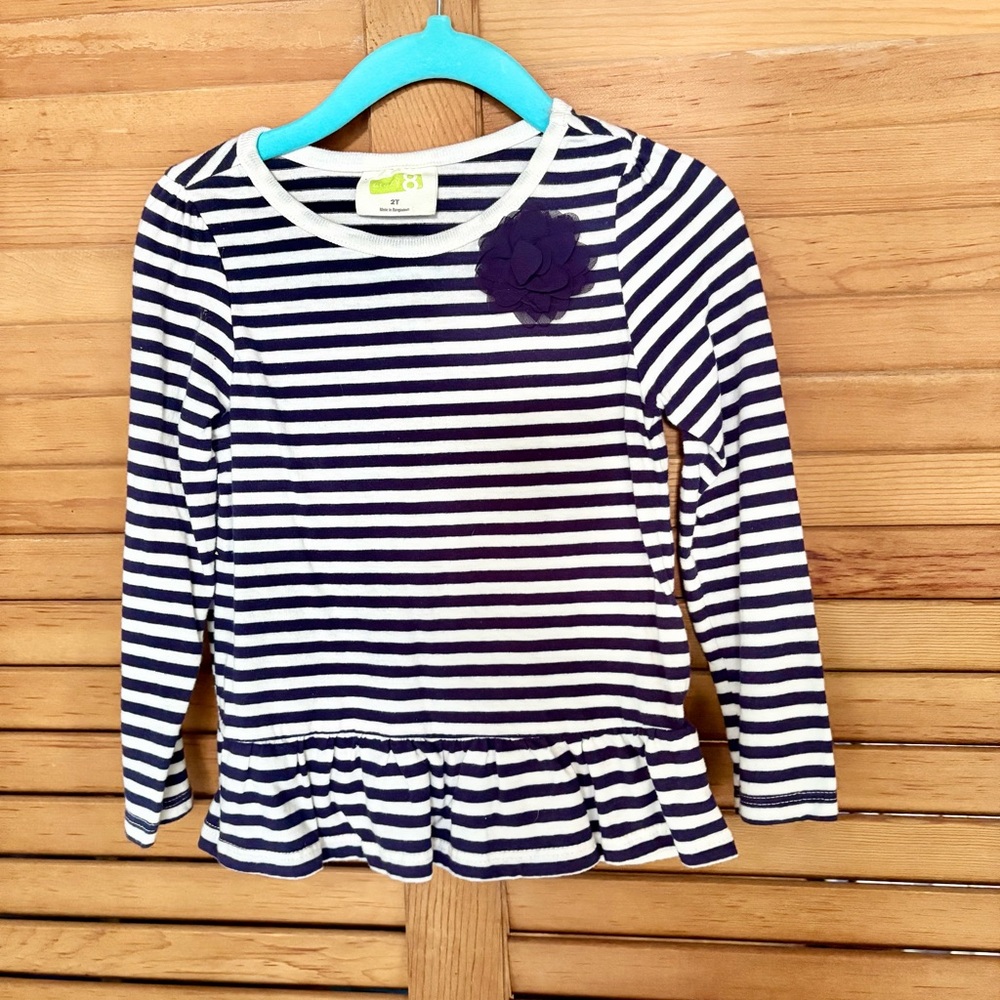 Crazy 8 Navy and White Striped Long Sleeve Tee
